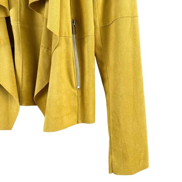 Bagatelle Faux Suede Drape Moto Jacket Blazer Open Front Yellow,‎ Size Small - Picture 7 of 15
